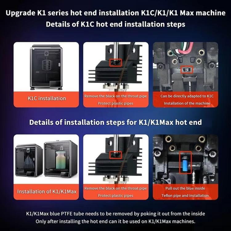 For Creality K1 / K1C / K1 Max Ceramic Hot End Kit High Flow Printer Accessory, Spec: 0.8mm For Machines After 2025