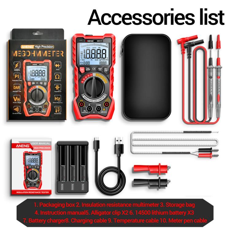 ANENG 1000V Insulation Resistance Tester Digital Megohmmeter - MH17