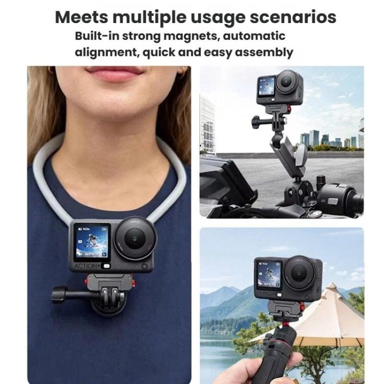 For DJI Osmo Action 5 Pro / 4 / 3 Aluminum Alloy Magnetic Rotating Quick-Release Mount Action Camera Accessories