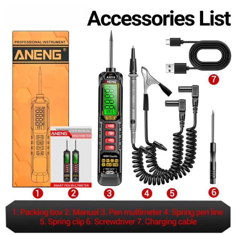 ANENG Digital Intelligent Car Repair Pen Multimeter, Model: A3016 Lithium Battery