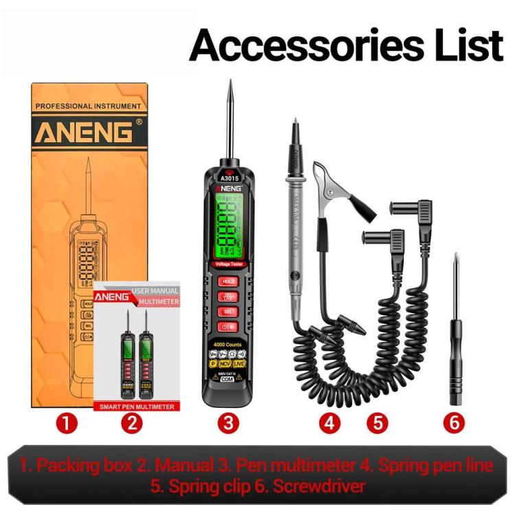 ANENG Digital Intelligent Car Repair Pen Multimeter, Model: A3015 Battery