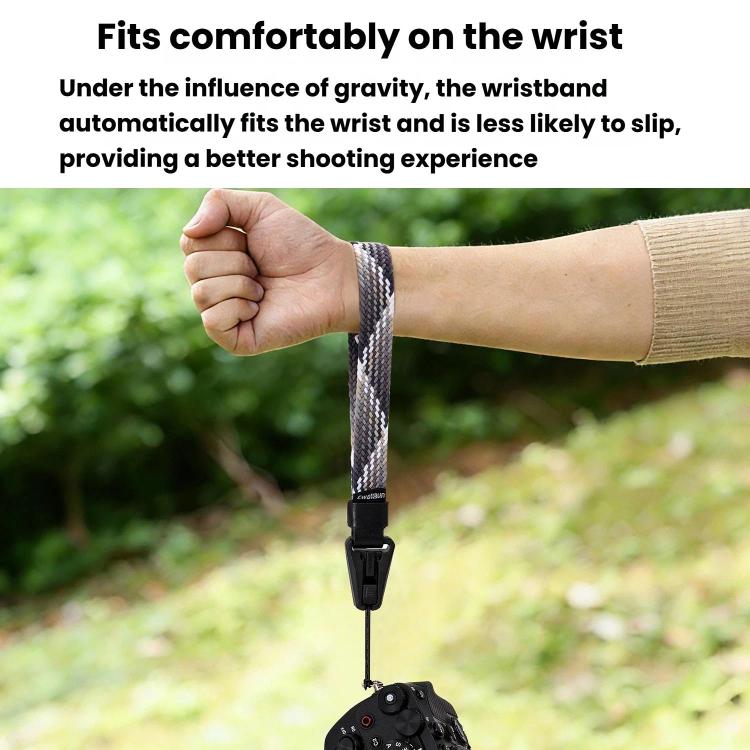 Cwatcun D268 Camera Wrist Strap Lightweight Quick-Release Braided Strap - Black