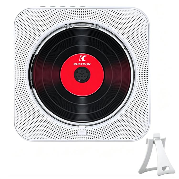 KUSTRON Home Wall-Mounted Rechargeable CD Player Bluetooth Speaker Music Player With Cover, Size: EU Plug