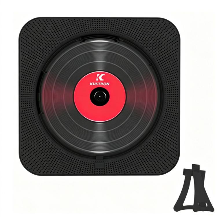 KUSTRON Home Wall-Mounted Rechargeable CD Player Bluetooth Speaker Music Player With Cover, Size: EU Plug