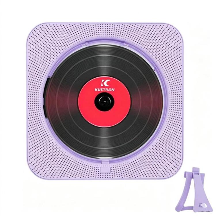 KUSTRON Home Wall-Mounted Rechargeable CD Player Bluetooth Speaker Music Player With Cover, Size: UK Plug