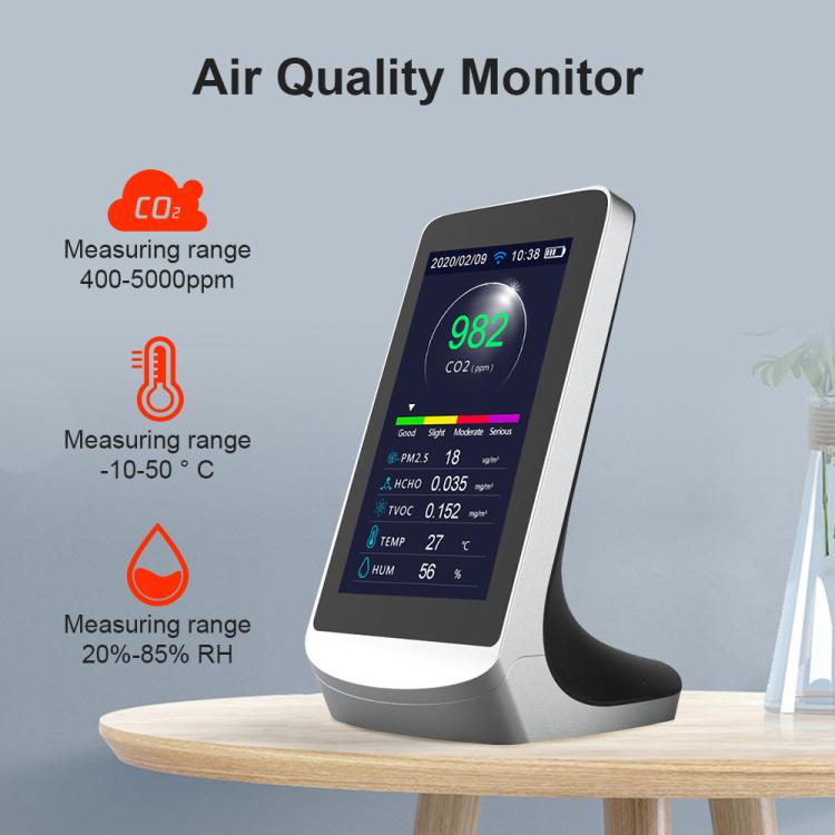 DM72B WiFi Version 10-In-1 Air Quality Monitor Support Tuya Smart App Control CO2, PM2.5, PM10, HCHO, TVOC Detector