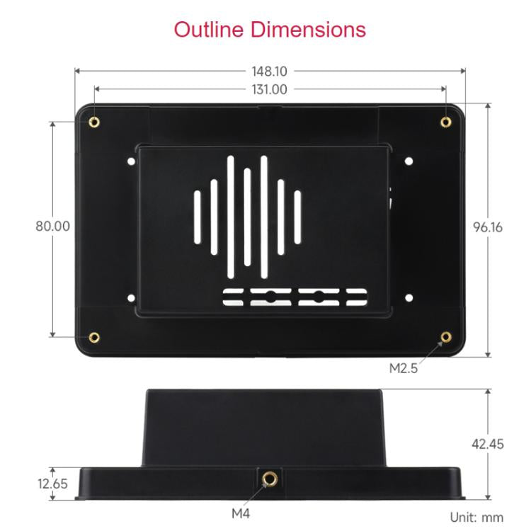 WAVESHARE 5-Inch Touchscreen Display Second-Generation Casing For Raspberry Pi 5 - 33852