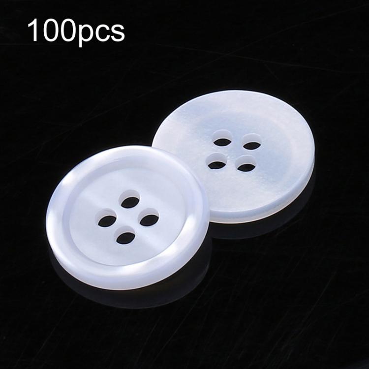 100pcs Pearlescent Resin 4-Hole Buttons Round Decorative Buttons For Shirt Cuffs, Spec: Fine Edge 2cm