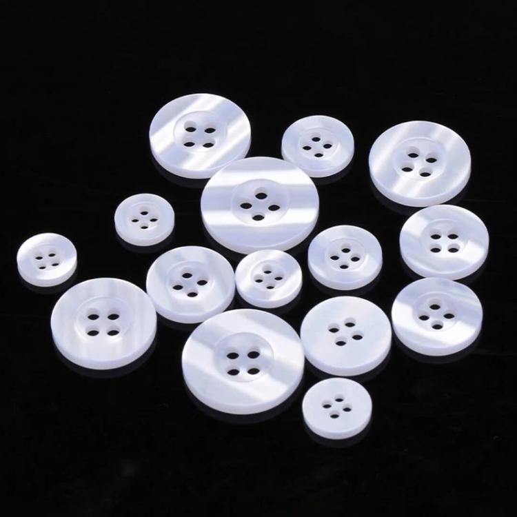 100pcs Pearlescent Resin 4-Hole Buttons Round Decorative Buttons For Shirt Cuffs, Spec: Wide Edge 1cm
