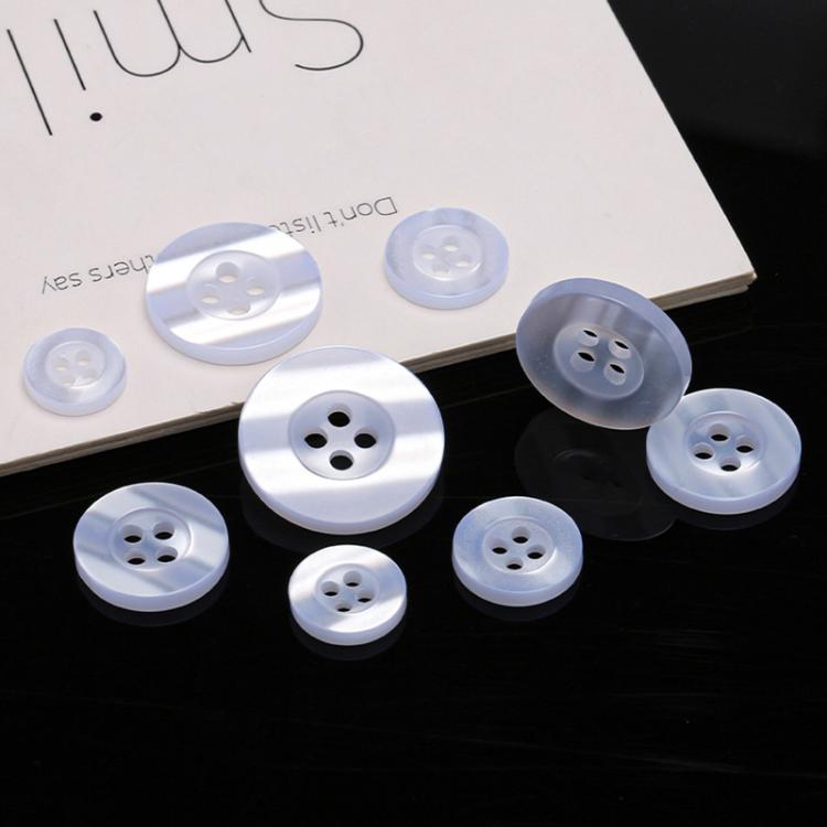 100pcs Pearlescent Resin 4-Hole Buttons Round Decorative Buttons For Shirt Cuffs, Spec: Wide Edge 2cm