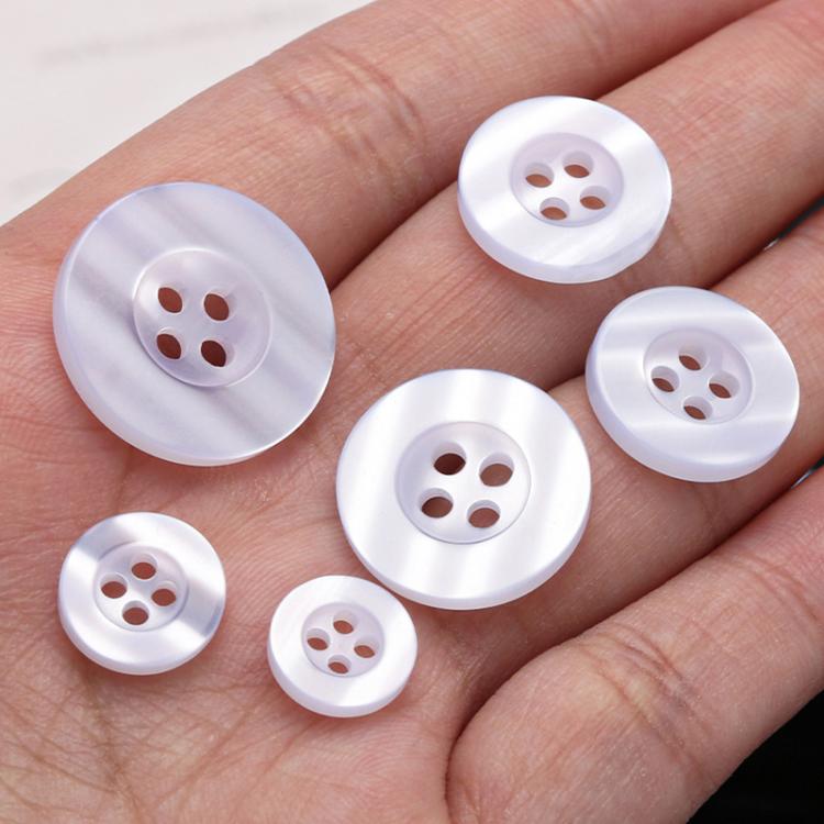 100pcs Pearlescent Resin 4-Hole Buttons Round Decorative Buttons For Shirt Cuffs, Spec: Wide Edge 1cm