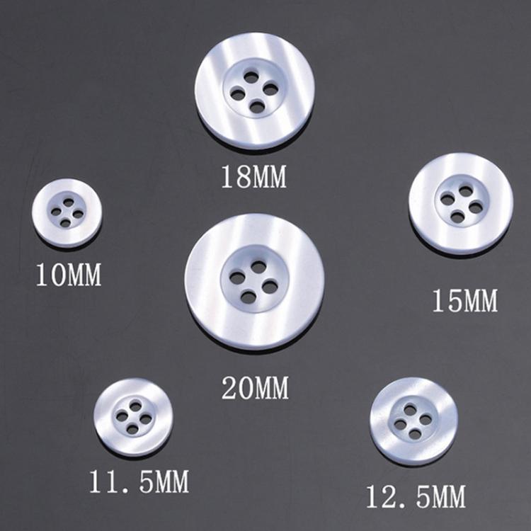 100pcs Pearlescent Resin 4-Hole Buttons Round Decorative Buttons For Shirt Cuffs, Spec: Fine Edge 1.8cm