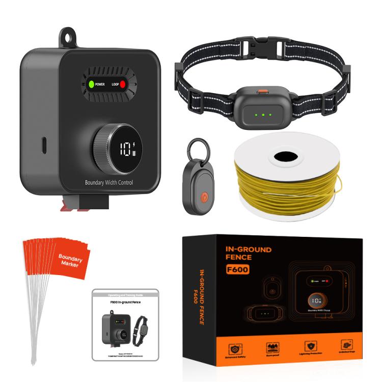 F600 Outdoor Pet Wired Electric Dog Fence 10-Level Precision Boundary Control with 2 Receiver Collars