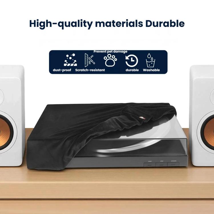 For Sony PS-LX310BT Vinyl Record Player Dust Cover Short-Pile Fleece Stretch Cover - Black