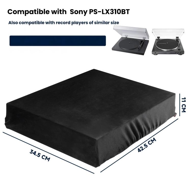 For Sony PS-LX310BT Vinyl Record Player Dust Cover Short-Pile Fleece Stretch Cover - Black