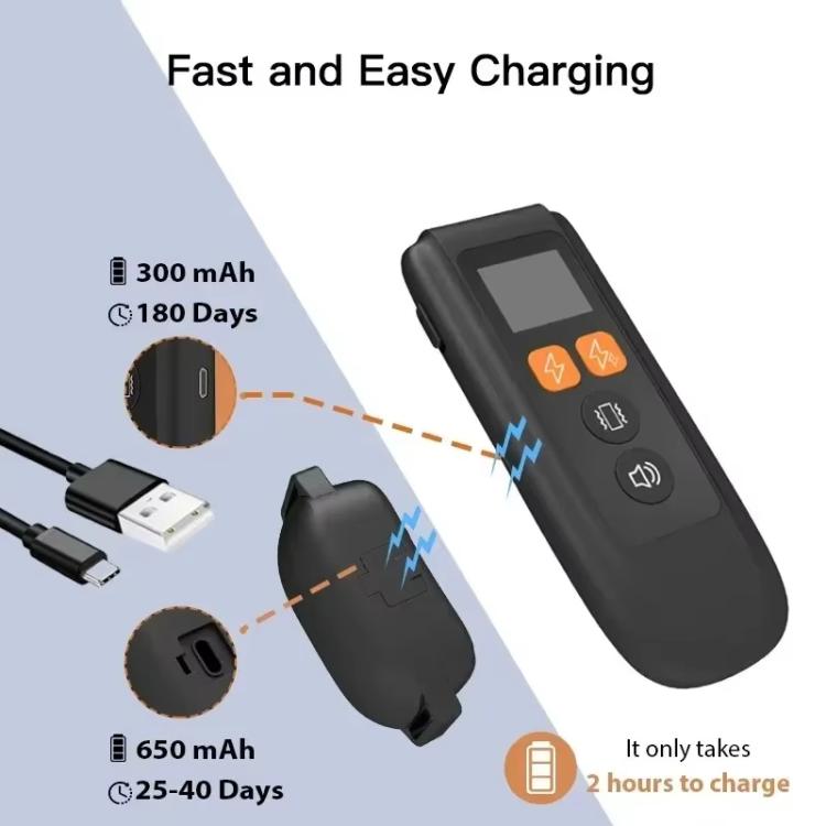 T740 Rechargeable Remote Dog Training Collar IP67 Waterproof  Pet Trainer - Black
