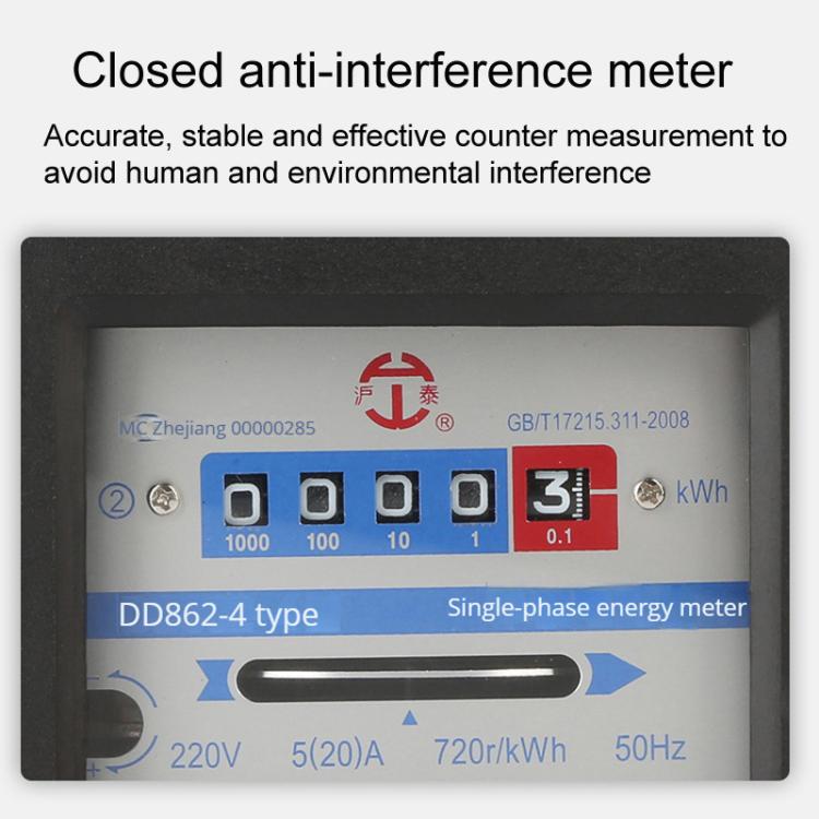 Hutai Home Use Single-Phase Mechanical Electricity Meter High Precision Energy Meter, Spec: 20-80A
