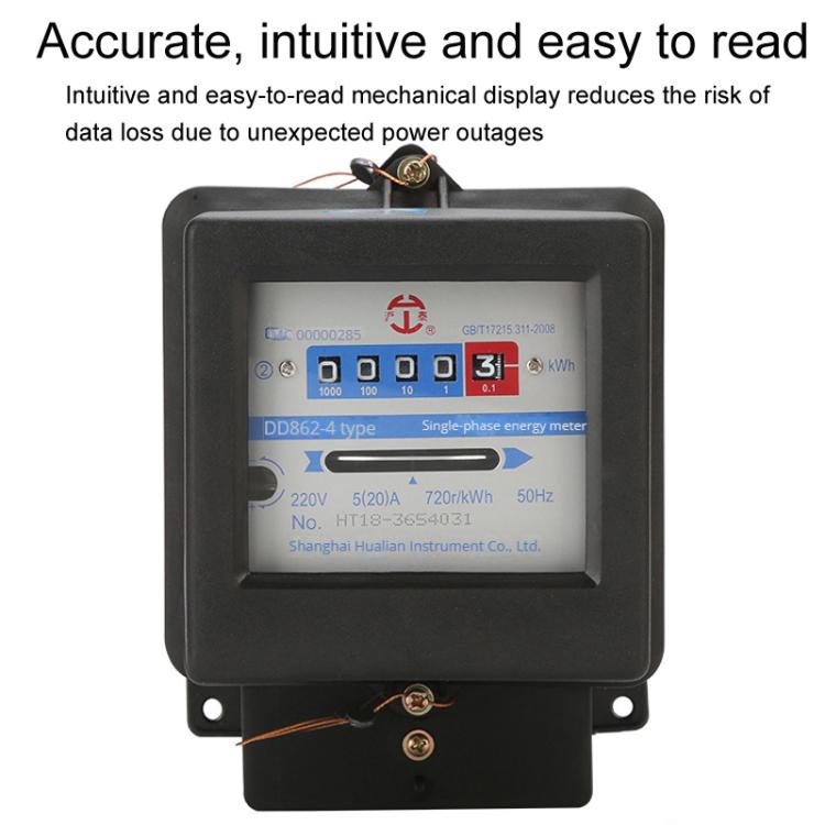 Hutai Home Use Single-Phase Mechanical Electricity Meter High Precision Energy Meter, Spec: 15-60A