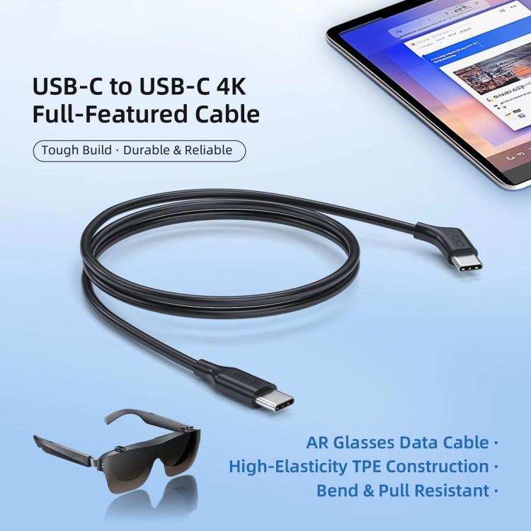 NEXHYPE USB-C/Type-C Coaxial Data Cable For AR/VR Glasses Data Transfer And Power Delivery Cord, Cable Length: 2m
