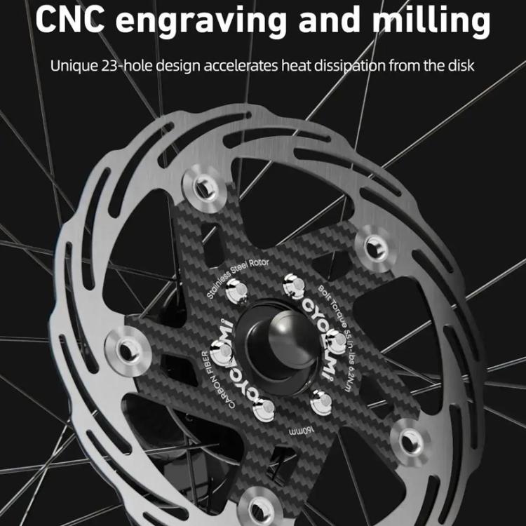 CYCLAMI Bicycle Ultra-Lightweight Carbon Fiber Brake Rotor Center-lock 6-bolt Disc Brake, Spec: 180mm