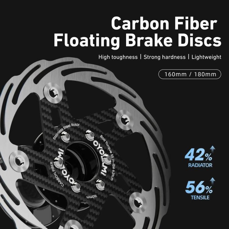 CYCLAMI Bicycle Ultra-Lightweight Carbon Fiber Brake Rotor Center-lock 6-bolt Disc Brake, Spec: 160mm