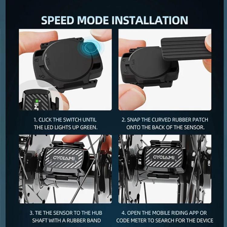 CYCLAMI C1 2 In 1 Cadence SensorPrecision Speed Smart Sensor, Supports Bluetooth and ANT+ Dual Modes