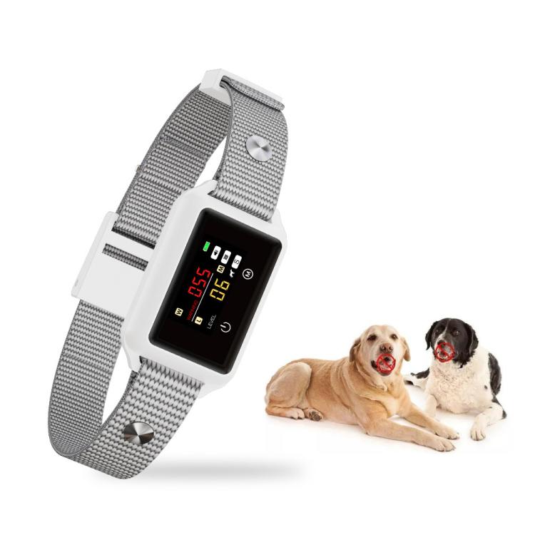 B801 Smart No-Shock Bark Collar For Dogs With Color Screen & Anti-False Trigger, IP68 Waterproof, Magnetic Charging - Gray