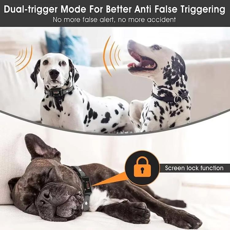 B801 Smart No-Shock Bark Collar For Dogs With Color Screen & Anti-False Trigger, IP68 Waterproof, Magnetic Charging - Gray