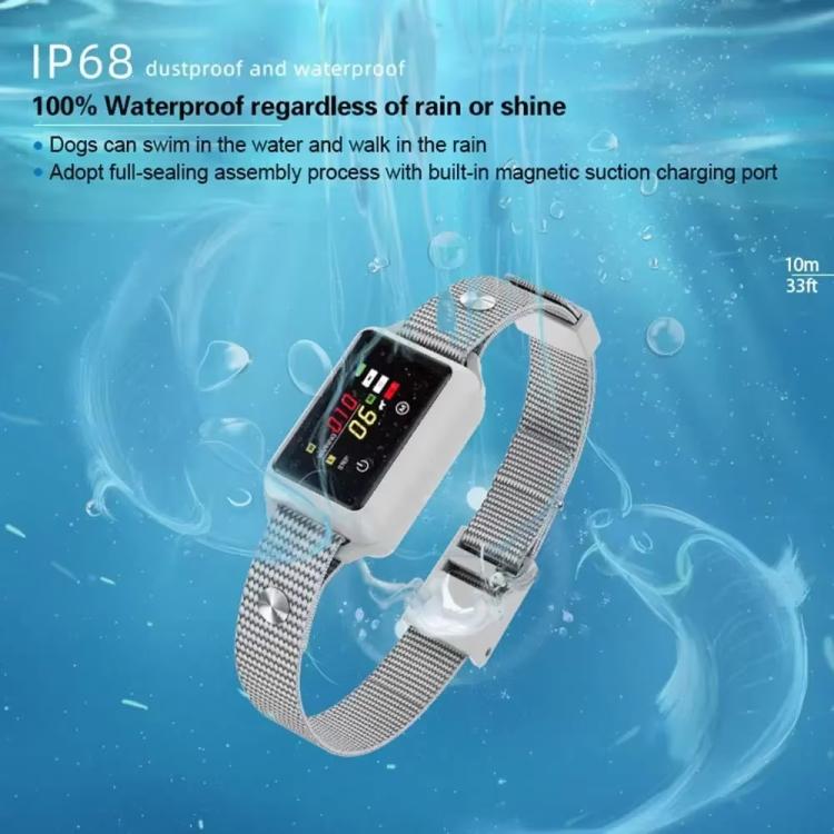 B801 Smart No-Shock Bark Collar For Dogs With Color Screen & Anti-False Trigger, IP68 Waterproof, Magnetic Charging - Gray