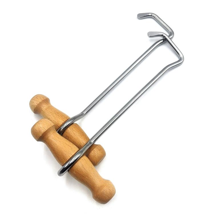 36cm Wood-Handled Cowboy Boot Hook Stainless Steel Boot Horn