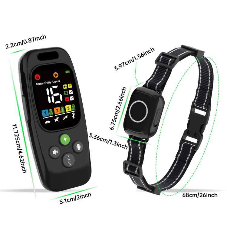 T800S 3-In-1 Remote Dog Trainer Bark Collar With Two-Way Communication Displays Dog Status & Activity Monitor - Black