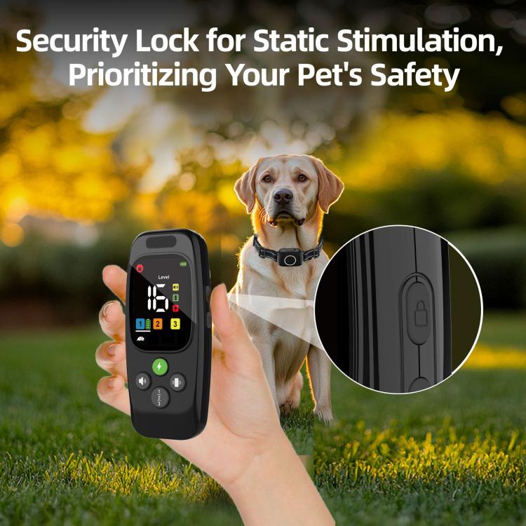 T800S 3-In-1 Remote Dog Trainer Bark Collar With Two-Way Communication Displays Dog Status & Activity Monitor - Black