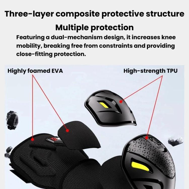Kewig 2pcs Quick-Release Shockproof Motorcycle Riding Protective Covers Anti-Fall Knee & Elbow Pads, Spec: Knee Guard M