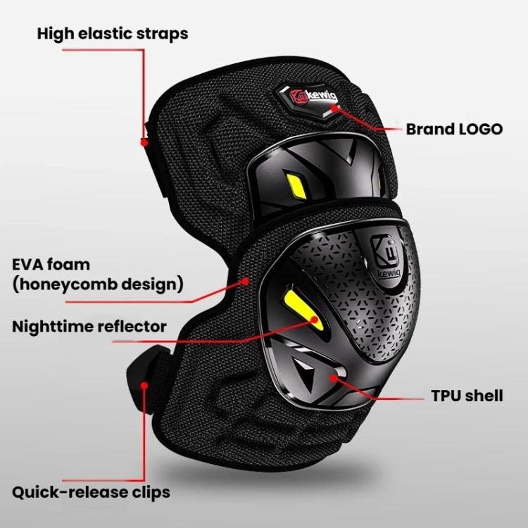 Kewig 2pcs Quick-Release Shockproof Motorcycle Riding Protective Covers Anti-Fall Knee & Elbow Pads, Spec: Knee Guard L