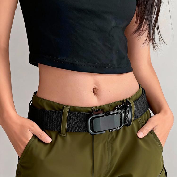 Outdoor Soft Durable Woven Denim Waistband, Color: Figure-eight Buckle Black - 120cm