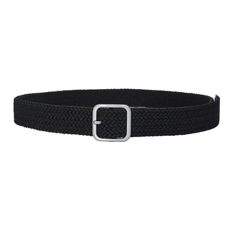 Woven Canvas No Perforation Square Buckle Belt, Length: 105cm