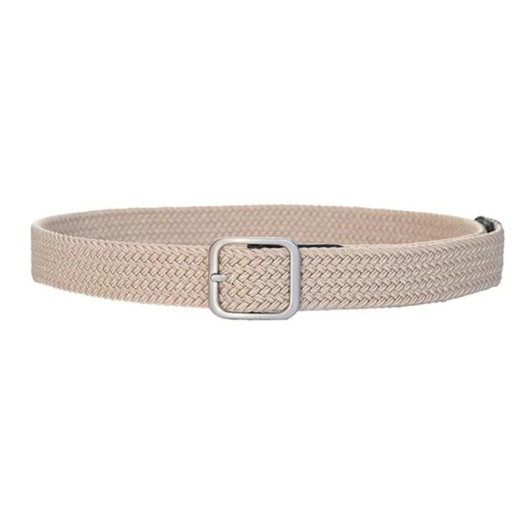 Woven Canvas No Perforation Square Buckle Belt, Length: 105cm