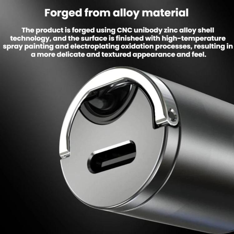 Mini Car Charger With Single Type-C Pull Ring For Cars Motorcycles - C13-A13-PD30W Black