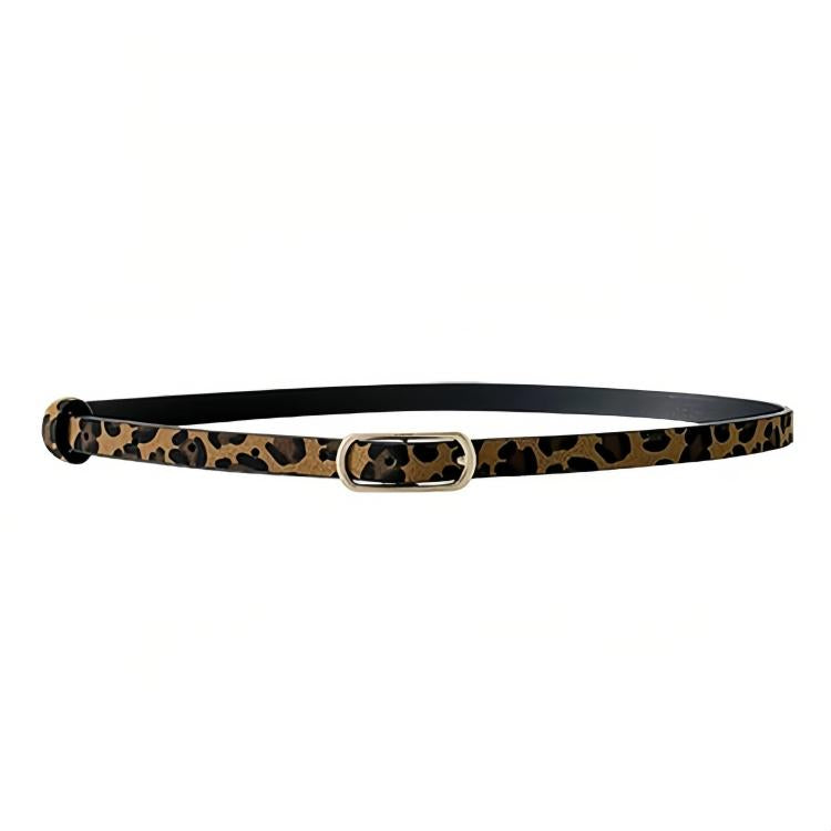 Women Dress-Embellished Denim PU Thin Belt, Color: Leopard Print - 105cm
