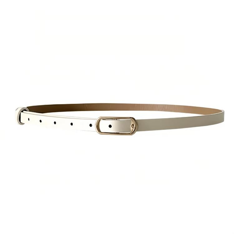 Women Dress-Embellished Denim PU Thin Belt, Color: White - 105cm