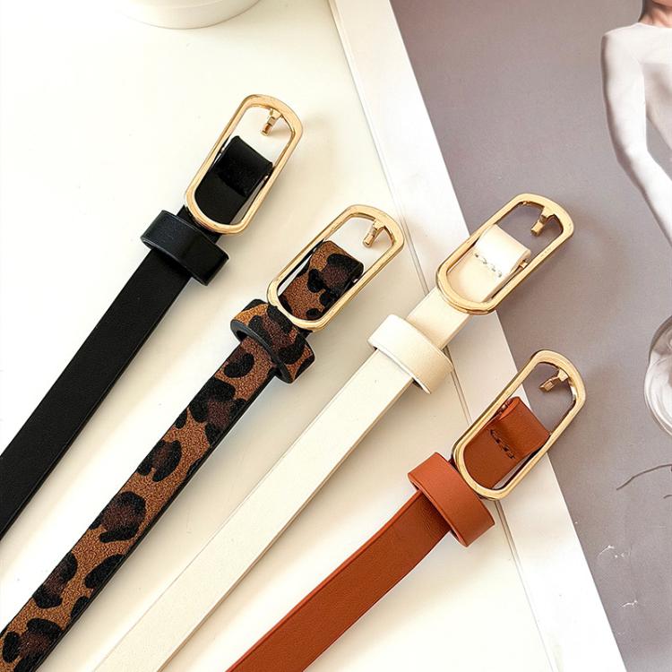 Women Dress-Embellished Denim PU Thin Belt, Color: Black - 105cm