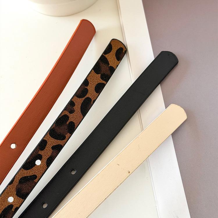 Women Dress-Embellished Denim PU Thin Belt, Color: Black - 105cm