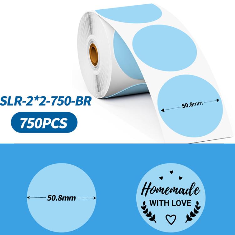 Phomemo 2-Inch Round Adhesive Labels For PM241-BT/PM246S/D520-BT Printer BLUE-BLACK-750pcs