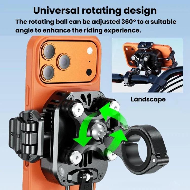 Kewig M33 Pro Shock-Absorbing Heat-Dissipating Wireless Charging Phone Mount Motorcycle Fan Cooling Anti-Shake Stand, Style: Front Fork Mount