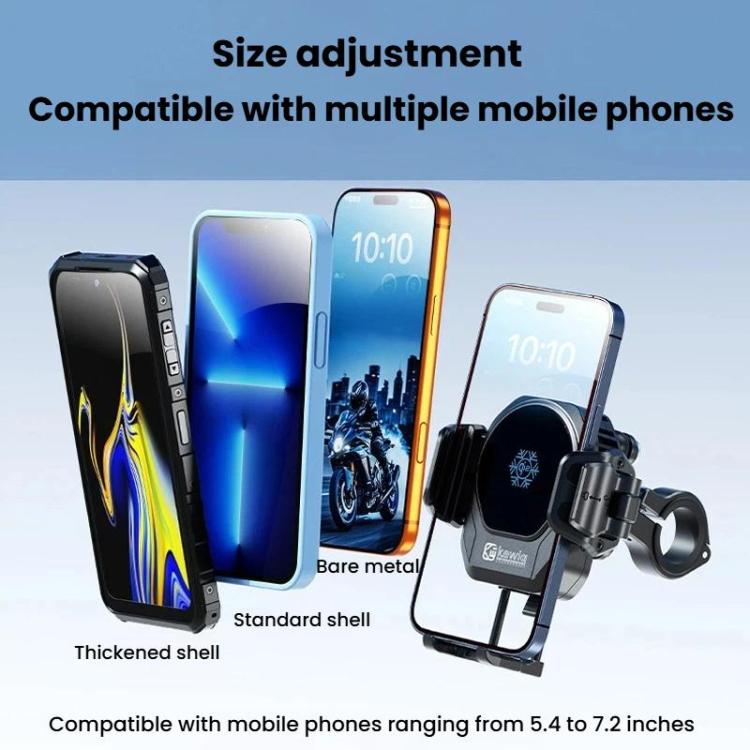 Kewig M33 Pro Shock-Absorbing Heat-Dissipating Wireless Charging Phone Mount Motorcycle Fan Cooling Anti-Shake Stand, Style: M8/M10 Screw