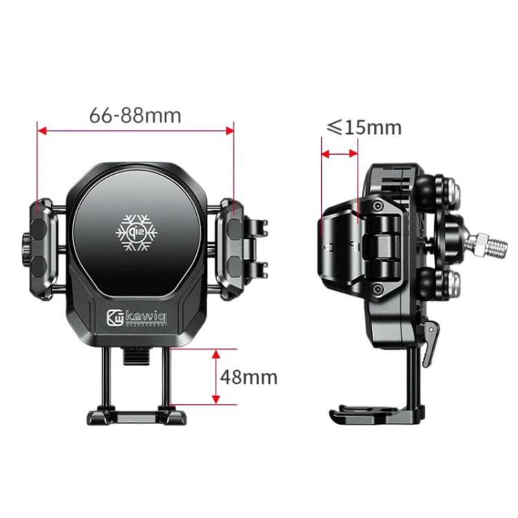 Kewig M33 Pro Shock-Absorbing Heat-Dissipating Wireless Charging Phone Mount Motorcycle Fan Cooling Anti-Shake Stand, Style: Rearview Mirror