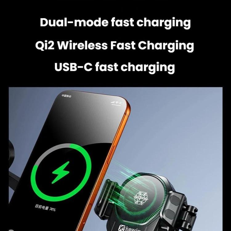 Kewig M33 Pro Shock-Absorbing Heat-Dissipating Wireless Charging Phone Mount Motorcycle Fan Cooling Anti-Shake Stand, Style: M8/M10 Screw