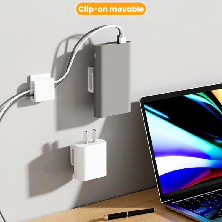 2pcs Charger Holder Phone Charging Cable Clip Plug Hook Organizer - White