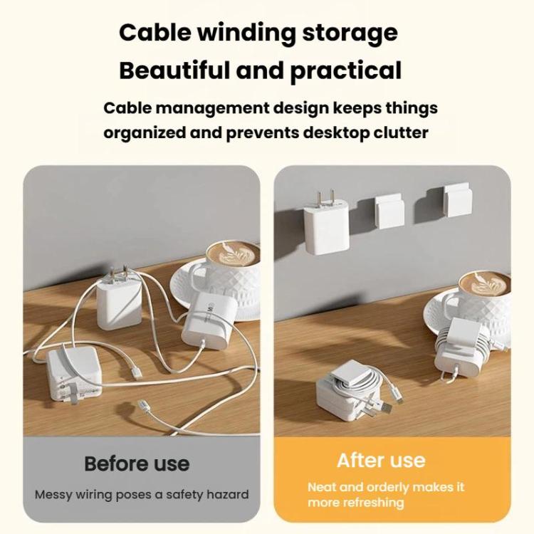 2pcs Charger Holder Phone Charging Cable Clip Plug Hook Organizer - White