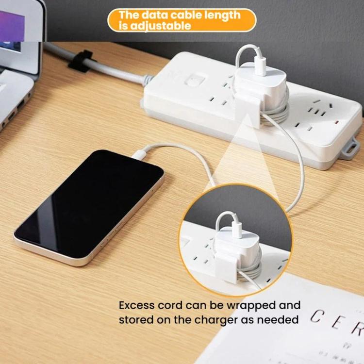 2pcs Charger Holder Phone Charging Cable Clip Plug Hook Organizer - White
